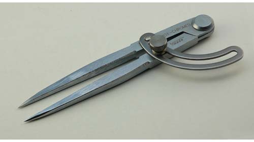 Reisszirkel mit Stellbogen 150 mm, Stahl geschmiedet, gehärtet, gebrauchsfertig poliert